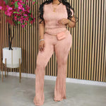 Load image into Gallery viewer, ✨ Women’s Summer 2-Piece Set – Short Sleeve Top &amp; High-Waisted Pants | Ensemble estival 2 pièces pour femme – Haut manches courtes et pantalon taille haute
