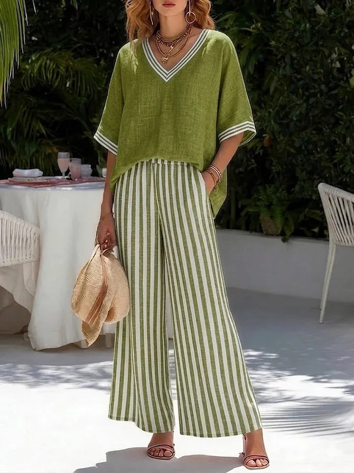 Women's Wide Leg Striped Pants | OWNLUXE