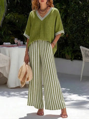 Women's Wide Leg Striped Pants | OWNLUXE