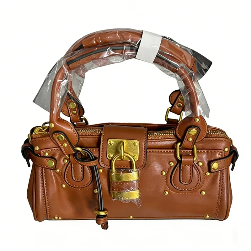 Vintage Lock Design Tote Bag Luxury Women's Handbag Underarm Bag Women's Large Boston Hobo Bag Fashion Texture Business Handbag