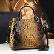 Genuine Leather Crocodile Print Tote - 2025 Trend Bucket Bag