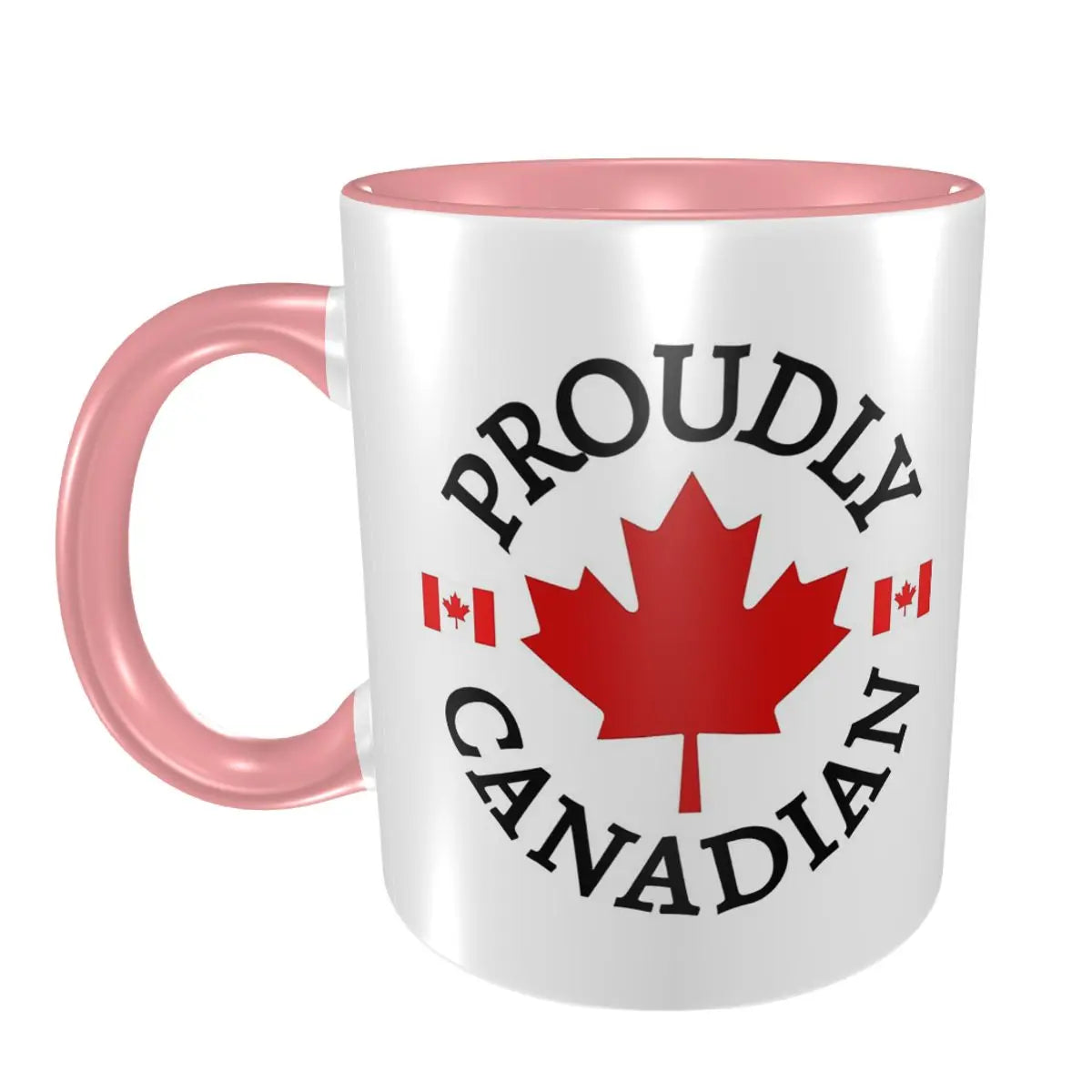 Proudly Canadian Maple Leaf & Flag Mug - Ceramic Coffee Cup Gift