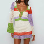 Load image into Gallery viewer, Striped V-Neck Mini Boho Dress | Robe Mini Bohème à Rayures et Col en V
