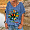 Floral V-Neck Short-Sleeve Vintage Blouse | OWNLUXE