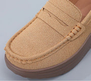 Women's Suede Platform Loafers - Slip-on Flats | OWNLUXE