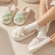 Couple Winter Plaid Slippers – Warm Fluffy Indoor Slides