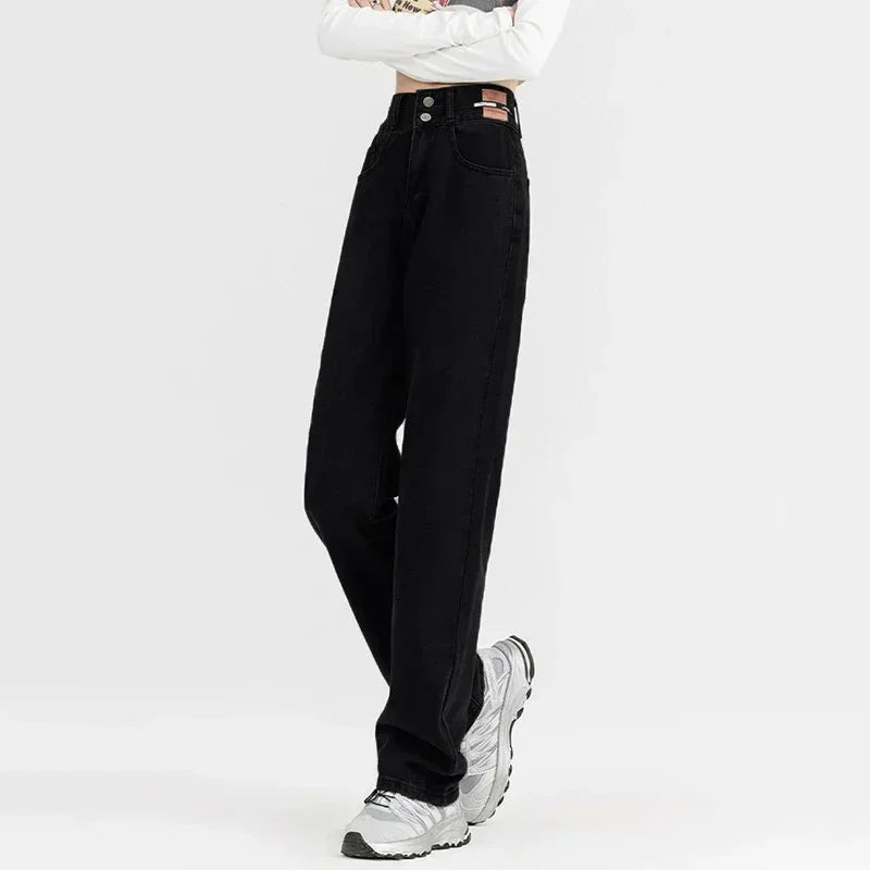 Winter Fleece-Lined Jeans - Thermal High Waist Denim Pants