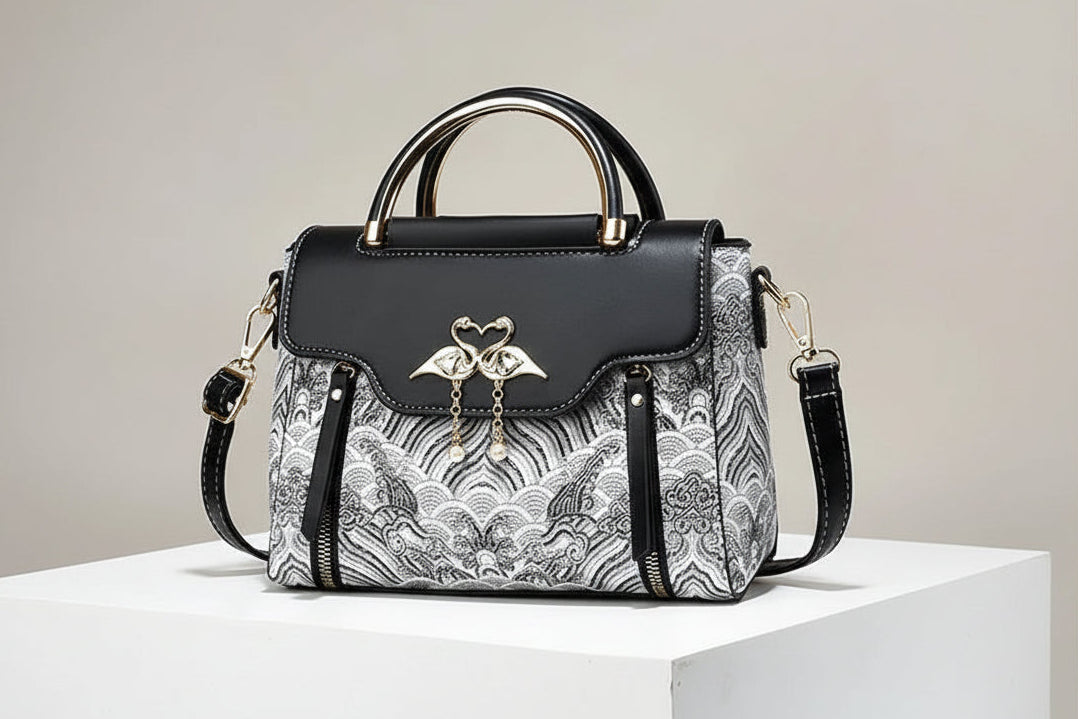Women's Luxury Designer PU Leather Shoulder Bag - Casual Tote with Bow Decoration