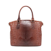 Crocodile Embossed Leather Handbag - Classic Shoulder Bag