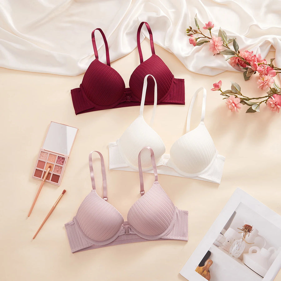 Push-Up Ribbed Everyday Front-Closure Bra | OWNLUXE