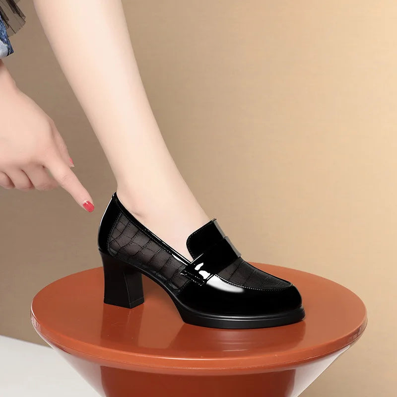 Women's Gladiator Square-Heel Pumps with Platform