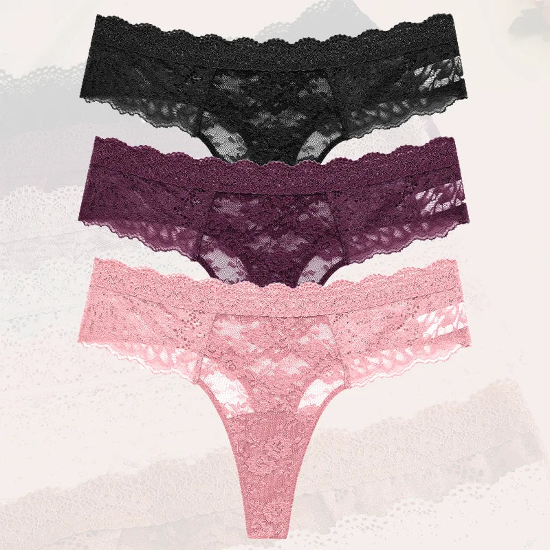 3-Piece Lace Thong Set | OWNLUXE