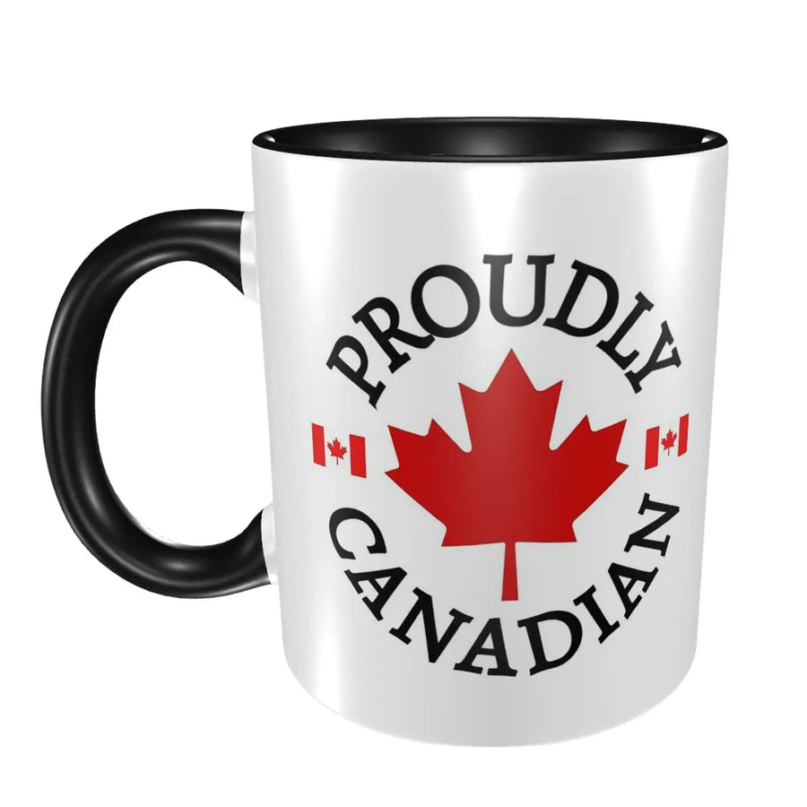 Proudly Canadian Maple Leaf & Flag Mug - Ceramic Coffee Cup Gift