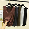 Women's Sleeveless V-Neck Top (Grey Green) | OWNLUXE