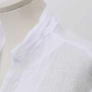 Women's Pleated Cotton-Spandex Blouse – Classic Turn-Down Collar Shirt