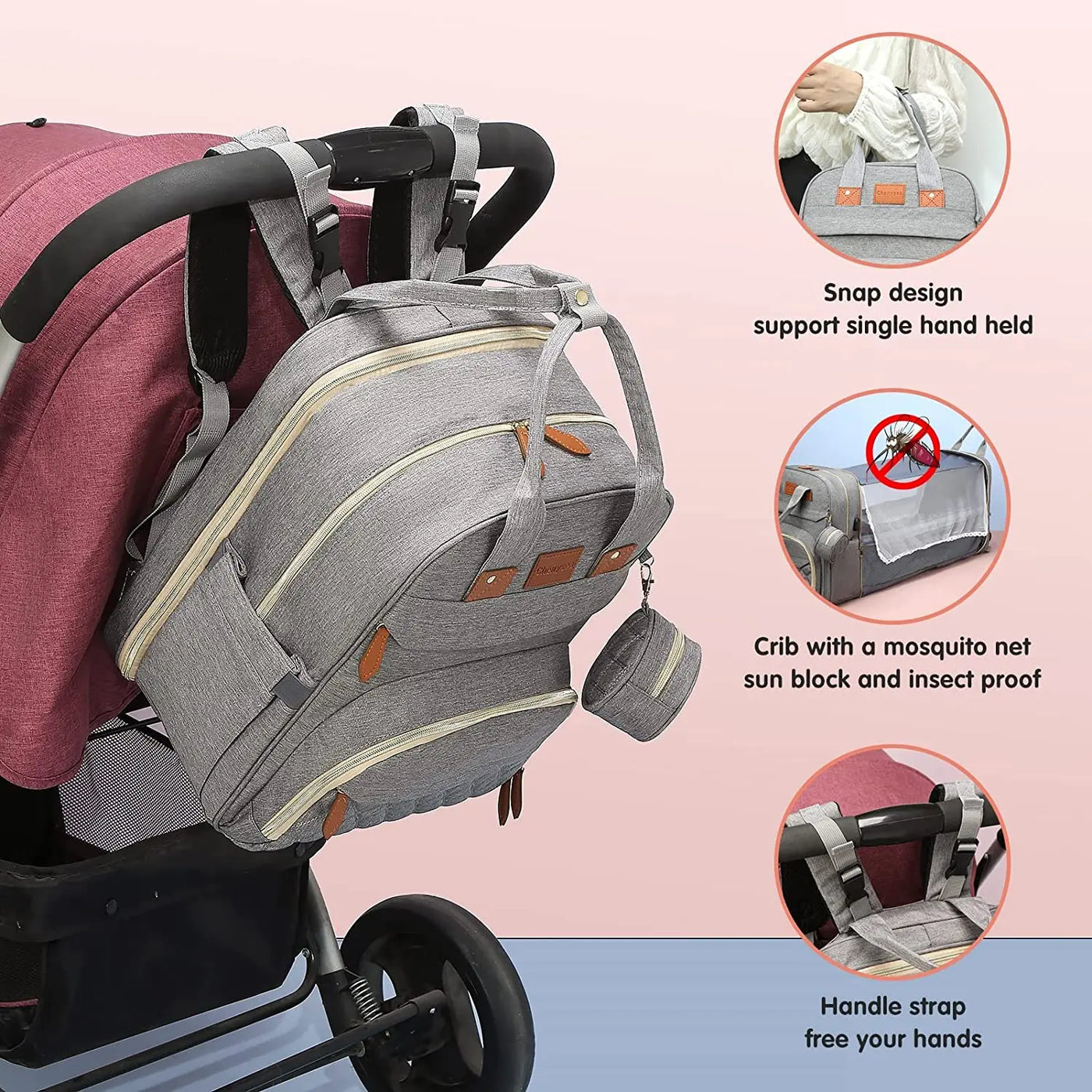 3-in-1 Diaper Bag Backpack with Foldable Baby Bed & USB Charging | OWNLUXE