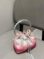 Crystal Bucket Evening Bag (Green Pink) | OWNLUXE