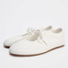 Women's Round Toe Lace Leather Loafers (White) | OWNLUXE