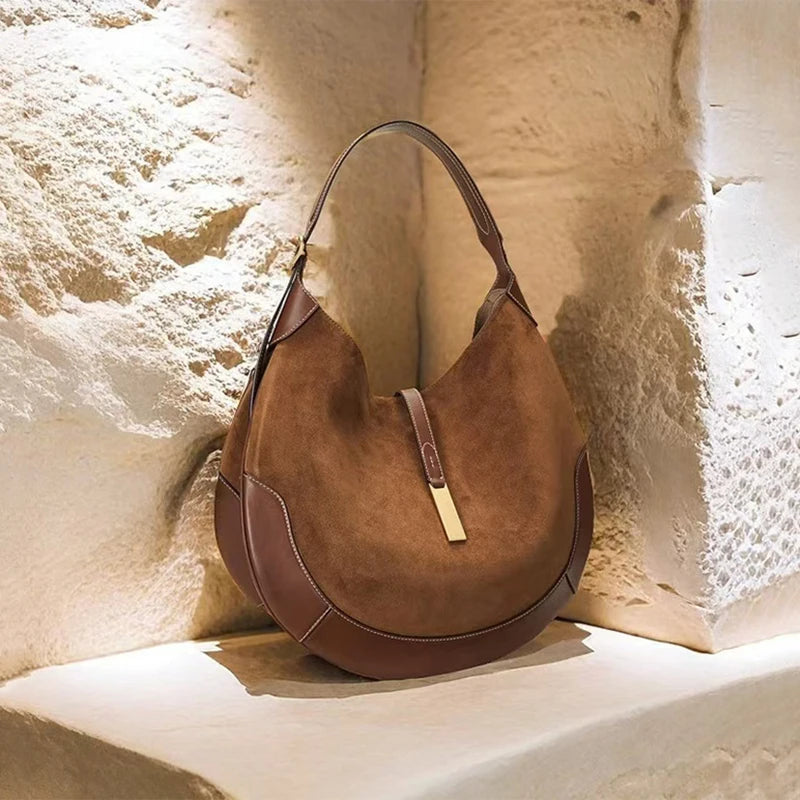 Suede Vintage Hobo Shoulder Bag - Large Capacity Underarm Tote | OWNLUXE