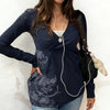 Floral Ribbed Vintage Long-Sleeve Blouse | OWNLUXE