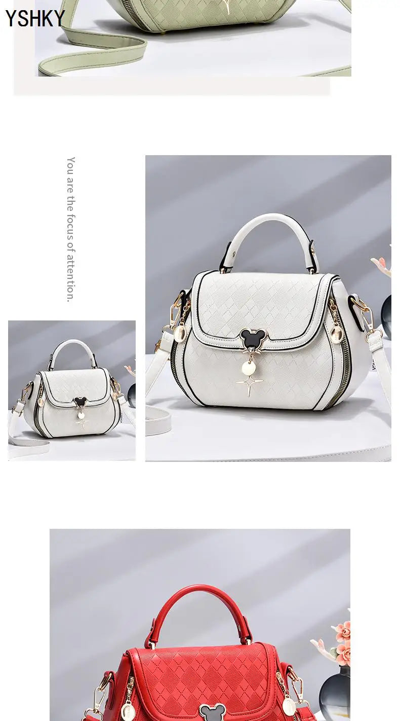 Genuine Leather Tote Bag - Bow Detail Bucket Bag