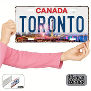 Vintage Toronto Canada Metal License Plate Sign - CN Tower Design