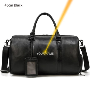 Vintage Leather Travel Duffle – 100% Cowhide | Sac de Voyage en Cuir Véritable
