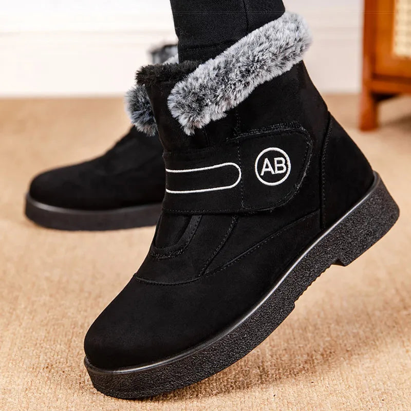 Warm Fur Ankle Boots - Women's Elegant Winter Snow Booties