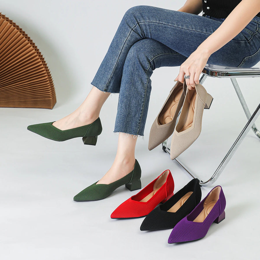 Pointed Slingback Square-Heel Pumps for Refined Style