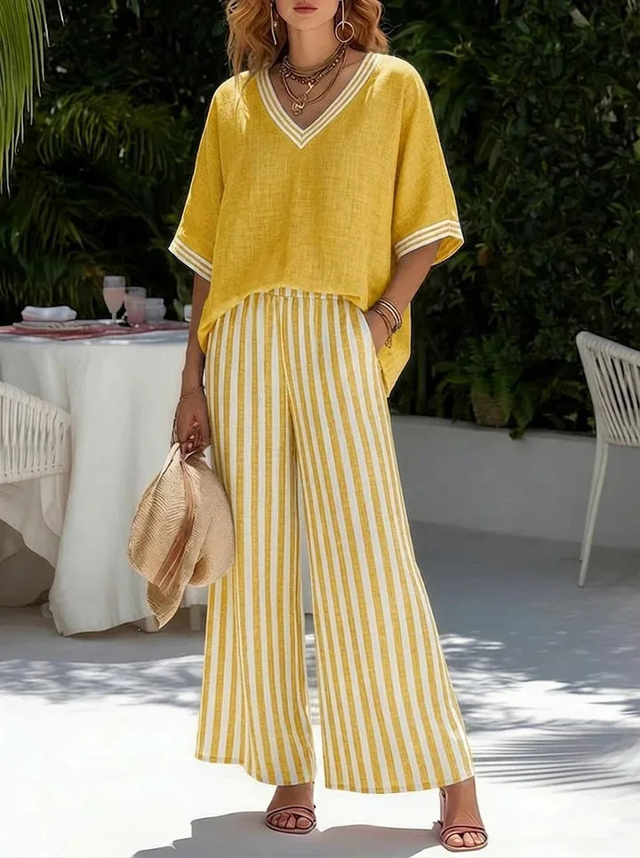Women's Wide Leg Striped Pants | OWNLUXE