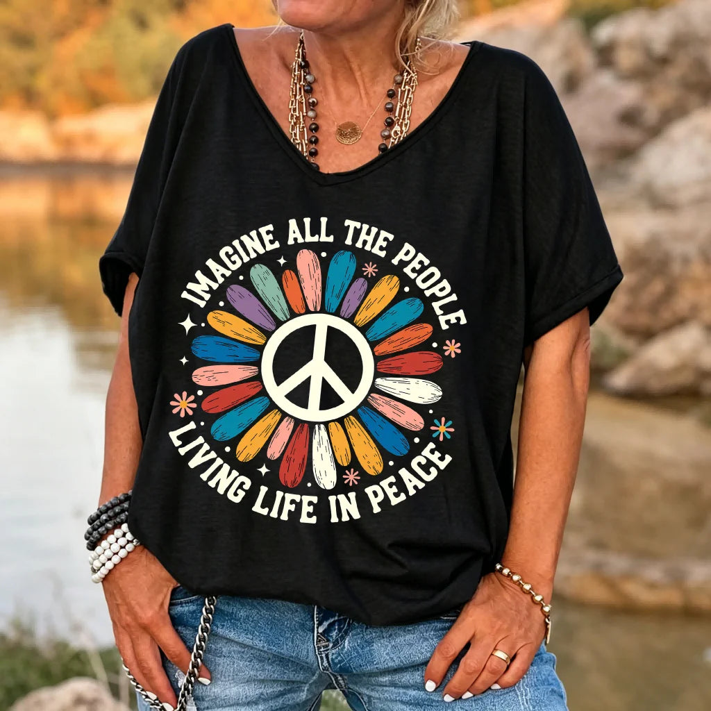 Women's V-Neck Retro T-Shirt | OWNLUXE
