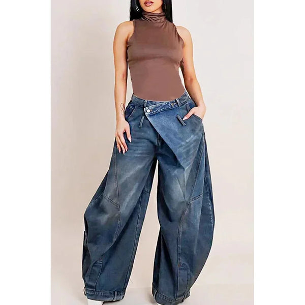 High-Waist Denim Relaxed-Fit Pocket Jeans – Shop at OWNLUXE