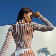 Mesh Cutout Swim Cover-Up | OWNLUXE