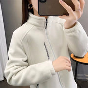Women's Leopard Print Fleece Jacket – Warm Zipper Coat