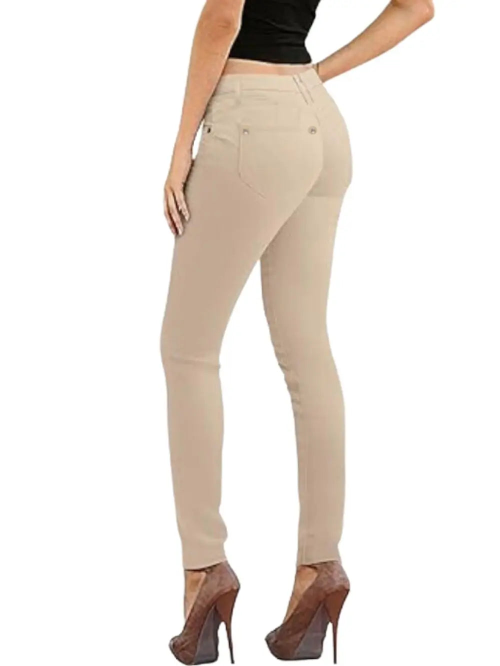 Women's High-Waisted Stretch Skinny Jeans – All-Season Office Elegance  |  Jean skinny extensible taille haute pour femme – Élégance de bureau pour toutes les saison