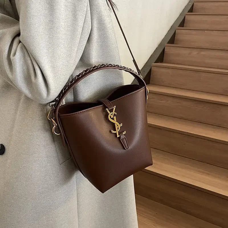PU Leather Bucket Bag (Kaqise) | OWNLUXE
