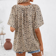 Plus Size Floral Summer Pullover with Stand Collar