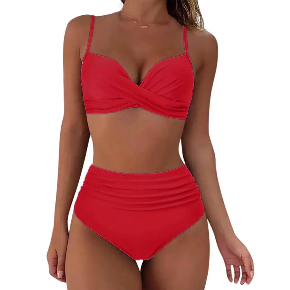 High-Waist Bikini Set – Two-Piece Stretch Swimwear