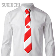 Canada Flag Emblem Neck Tie – Slim Plaid Tie for Wedding, Business & Canada Day