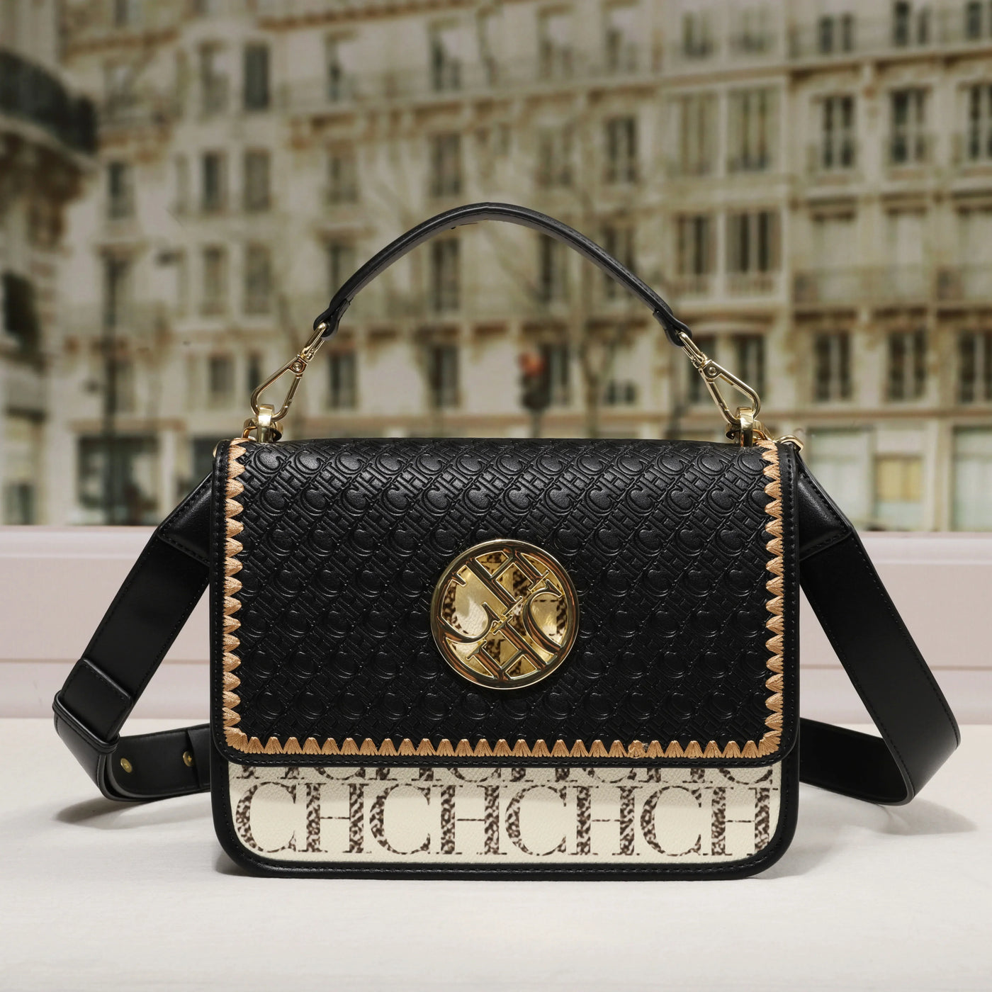 Letter Embossed Shoulder Bag - Luxury Party Handbag