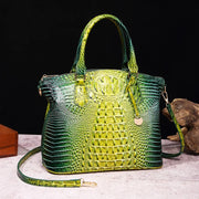Crocodile Embossed Leather Handbag - Classic Shoulder Bag