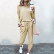 Two-Piece Polyester Pajama Set (Beige) – Shop at OWNLUXE