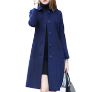 Women’s Long Wool-Blend Coat – Classic Warm Overcoat