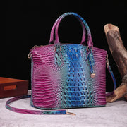 Crocodile Embossed Leather Handbag - Classic Shoulder Bag