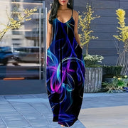 Colorful Gradient V-Neck Maxi Dress – Sleeveless Backless Summer Dress | OWNLUXE