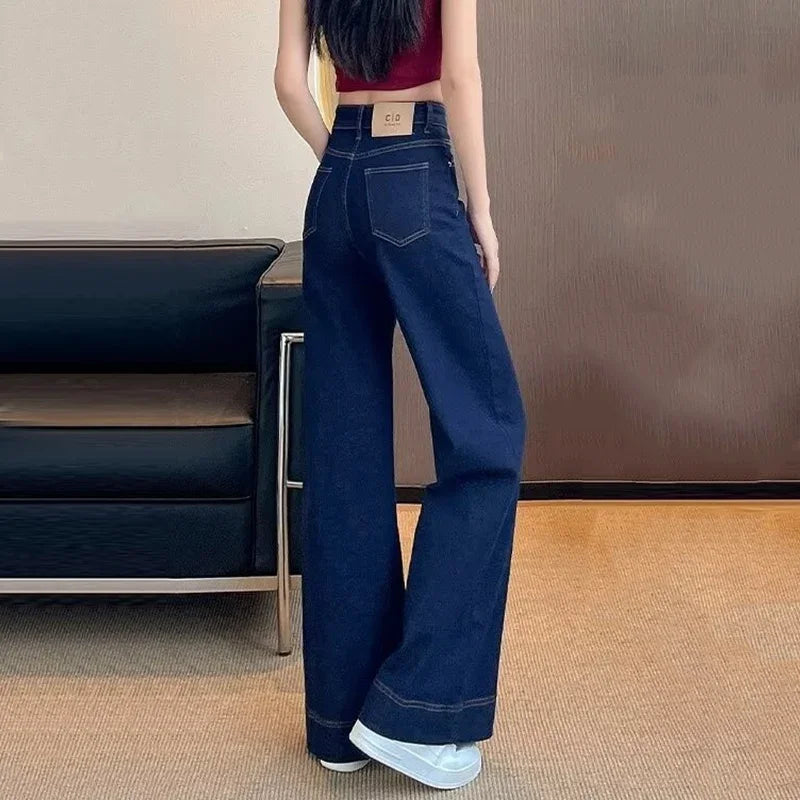 Korean Fashion Wide Leg Jeans - High Waist Baggy Denim Pants