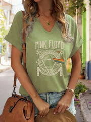 Pink V-Neck Short-Sleeve Blouse | OWNLUXE