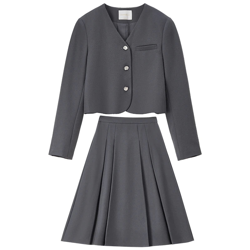 Women's Grey Skirt Jacket | OWNLUXE