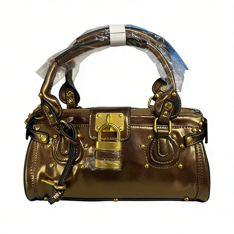 Vintage Lock Design Tote Bag Luxury Women's Handbag Underarm Bag Women's Large Boston Hobo Bag Fashion Texture Business Handbag