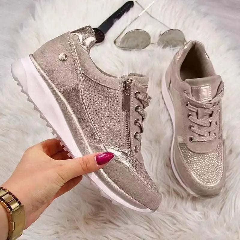 Summer Sneakers Women Solid Color Lace-up Versatile Heels | OWNLUXE